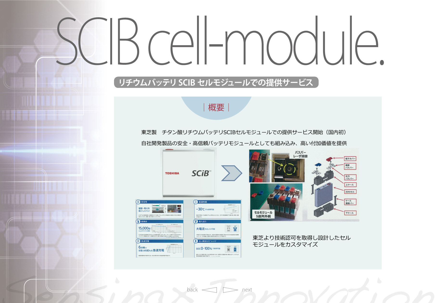 SCIB cell-module リチウムバッテリSCIB セルモジュールでの提供サービス